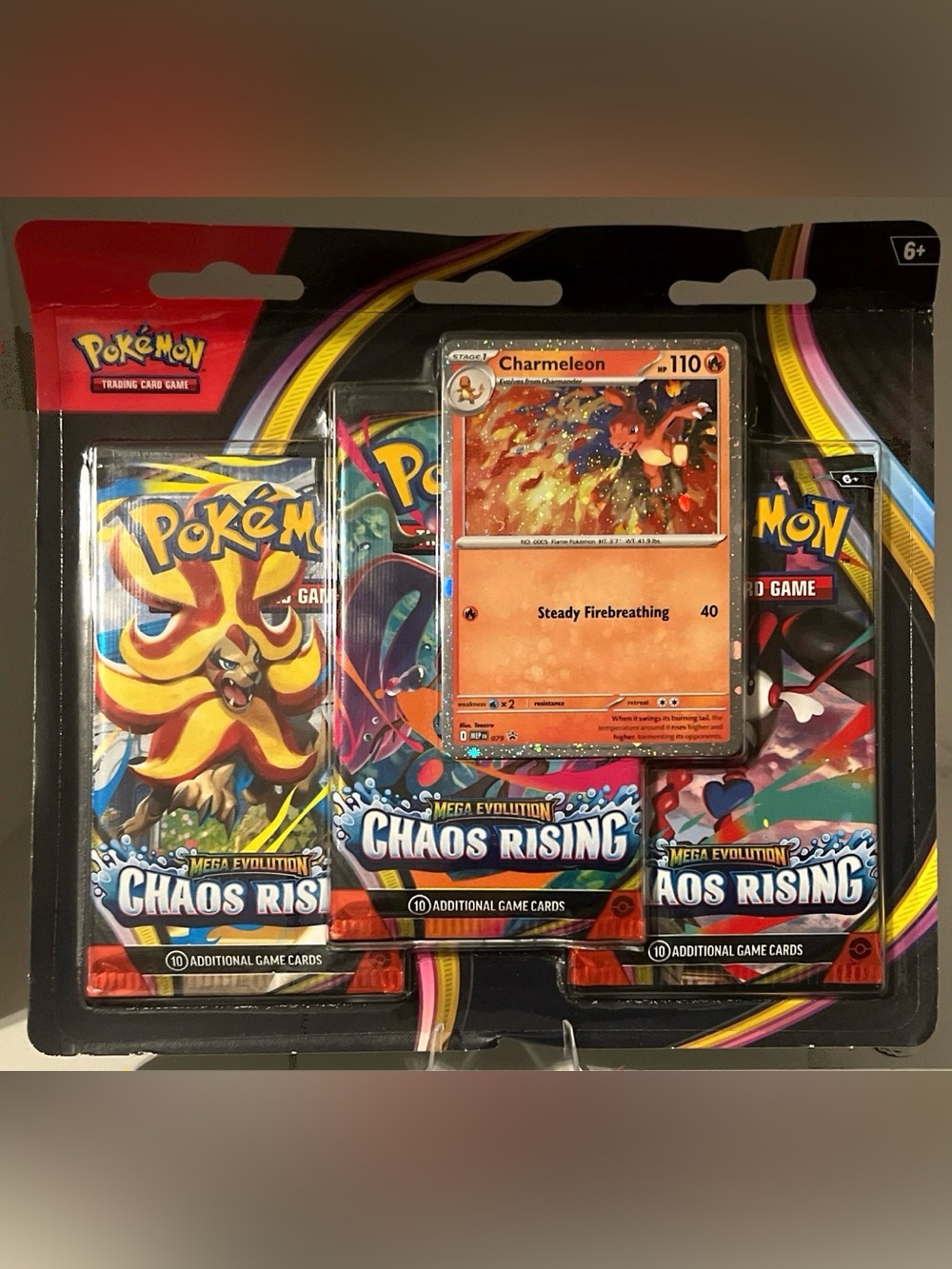 Pokémon TCG Mega Evolution - Chaos Rising: 3 Pack Blister W/ CHARMELEON Promo